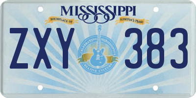 MS license plate ZXY383