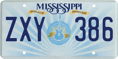 MS license plate ZXY386