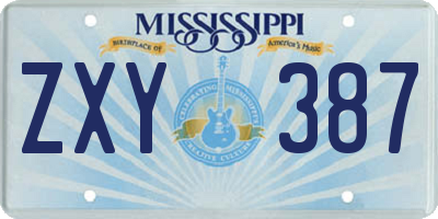 MS license plate ZXY387