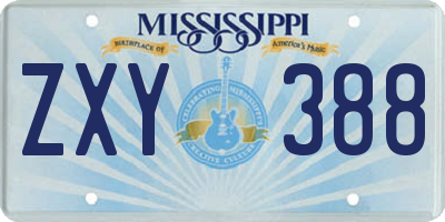 MS license plate ZXY388