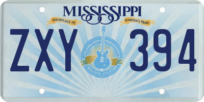 MS license plate ZXY394