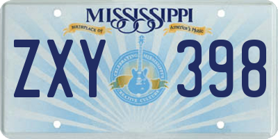 MS license plate ZXY398