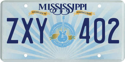 MS license plate ZXY402