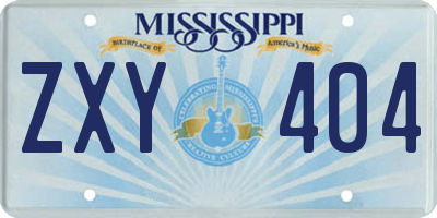 MS license plate ZXY404