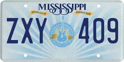 MS license plate ZXY409