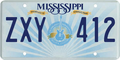 MS license plate ZXY412