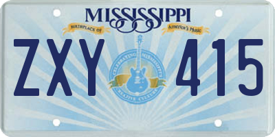 MS license plate ZXY415