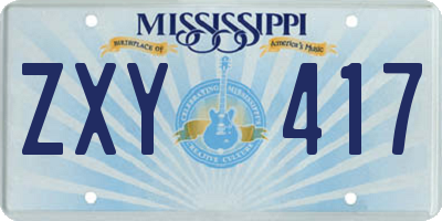MS license plate ZXY417