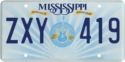 MS license plate ZXY419