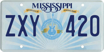 MS license plate ZXY420