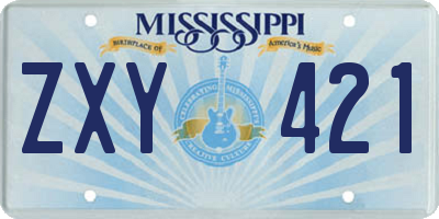 MS license plate ZXY421