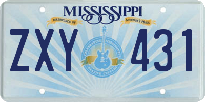MS license plate ZXY431
