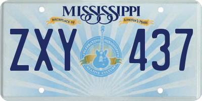 MS license plate ZXY437