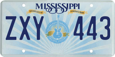 MS license plate ZXY443