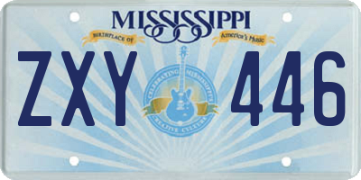 MS license plate ZXY446