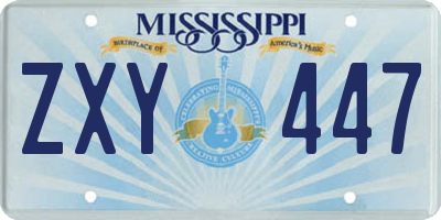MS license plate ZXY447