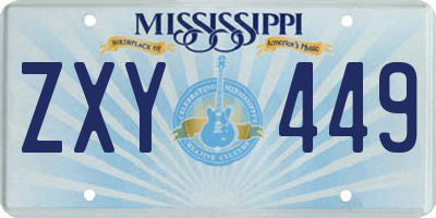 MS license plate ZXY449