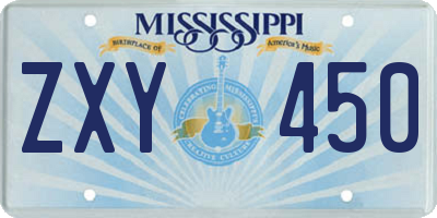 MS license plate ZXY450