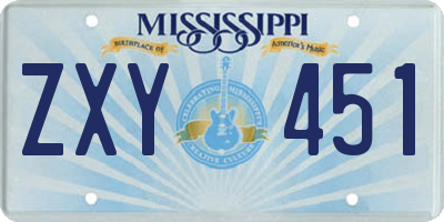 MS license plate ZXY451