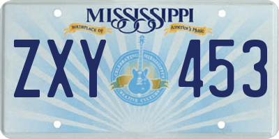 MS license plate ZXY453