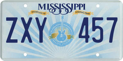 MS license plate ZXY457