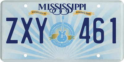 MS license plate ZXY461