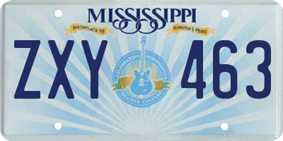 MS license plate ZXY463