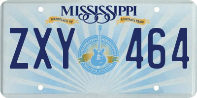 MS license plate ZXY464