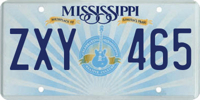 MS license plate ZXY465