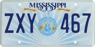 MS license plate ZXY467