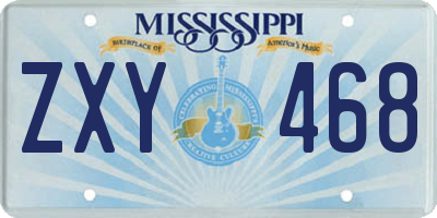 MS license plate ZXY468