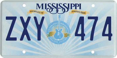 MS license plate ZXY474