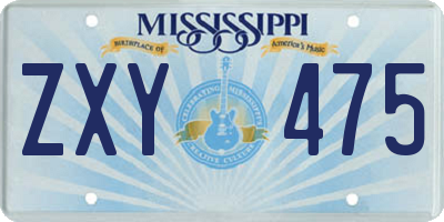 MS license plate ZXY475