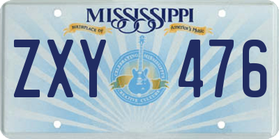 MS license plate ZXY476