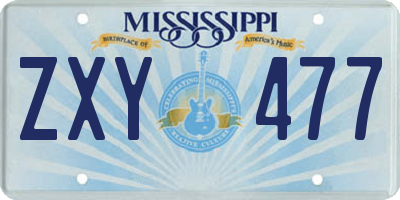 MS license plate ZXY477