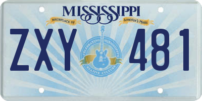 MS license plate ZXY481