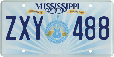 MS license plate ZXY488