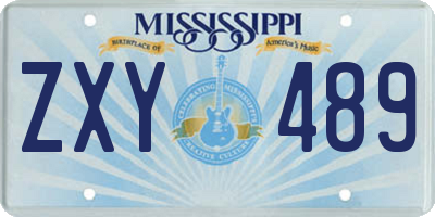 MS license plate ZXY489