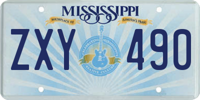 MS license plate ZXY490