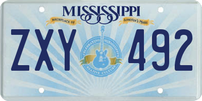 MS license plate ZXY492