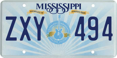 MS license plate ZXY494