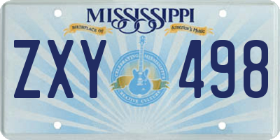 MS license plate ZXY498