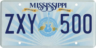 MS license plate ZXY500
