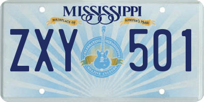 MS license plate ZXY501