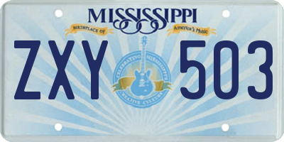 MS license plate ZXY503