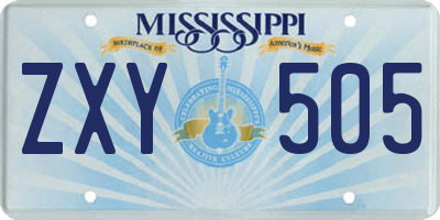 MS license plate ZXY505