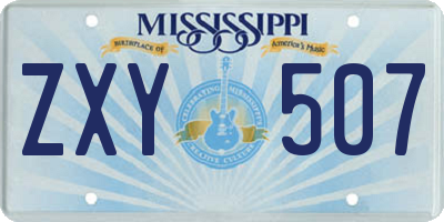 MS license plate ZXY507