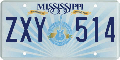 MS license plate ZXY514