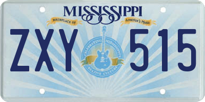 MS license plate ZXY515