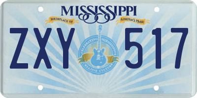 MS license plate ZXY517